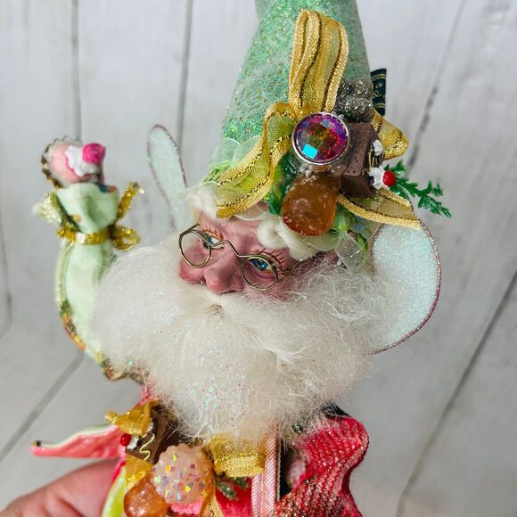 Mark Roberts Small Fairy Minty Green Hat Sweets Gumdrops in Striped Pants - Picture 4 of 10